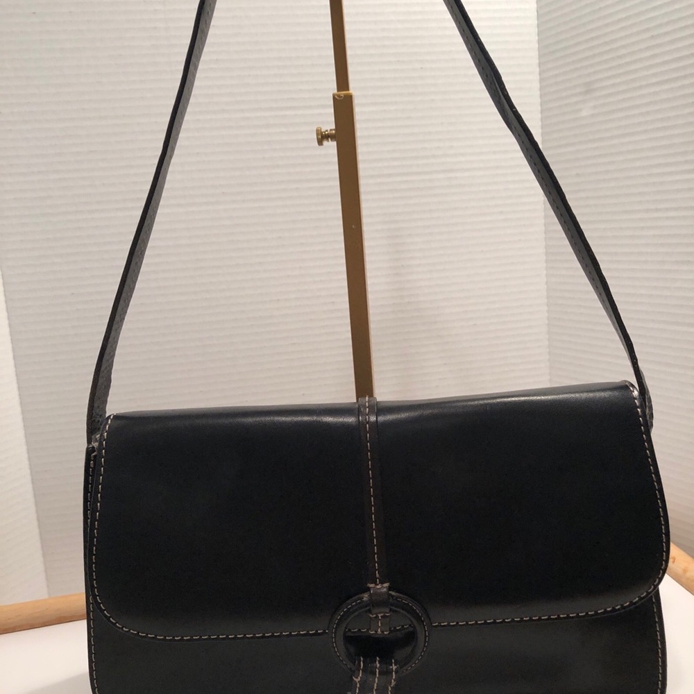 Fossil 1954 Classic Black Leather Shoulder Bag Small Minimalist 75082 Vintage